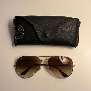 Ray Ban aviator (large) gold and brown